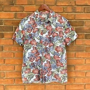 Porter + Ash Men’s Floral Button Down Short Sleeve 100% Cotton Size M